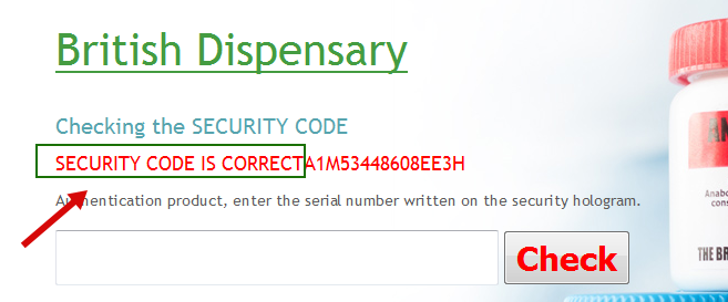 Проверка оригинальности The British Dispensary по коду Подтверждение оригинальности The British Dispensary